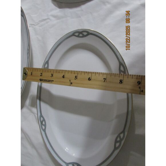 Meito China Japan 2 serving platters Helena pattern 1920-1940 gold trim art deco - Picture 9 of 10